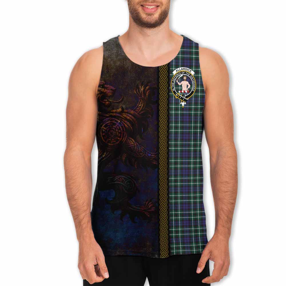 Tartan Vibes Clothing Allardice Tartan Family Crest Men's Tank Top Alba Gu Brath Be Brave Lion Ancient Style