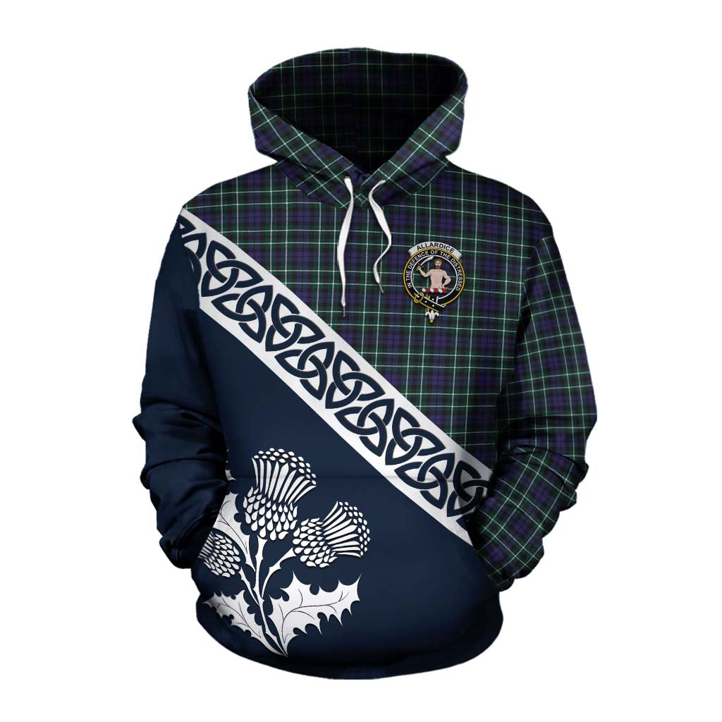 Allardice Tartan Cotton Hoodie Featuring Thistle and Scotland Map Pullover Hoodie XS - Tartan Vibes Clothing