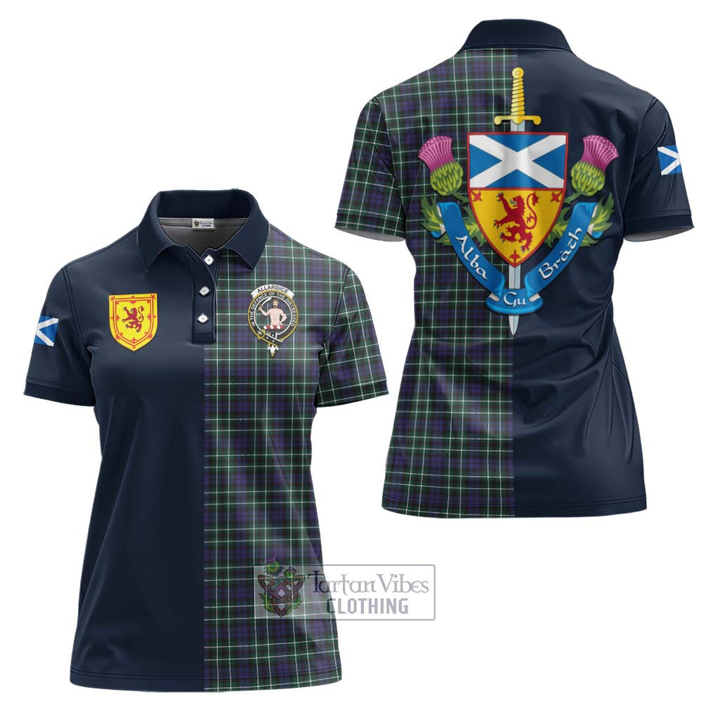 Allardice Tartan Women's Polo Shirt Alba with Scottish Lion Royal Arm Half Style Women - Tartan Vibes Clothing