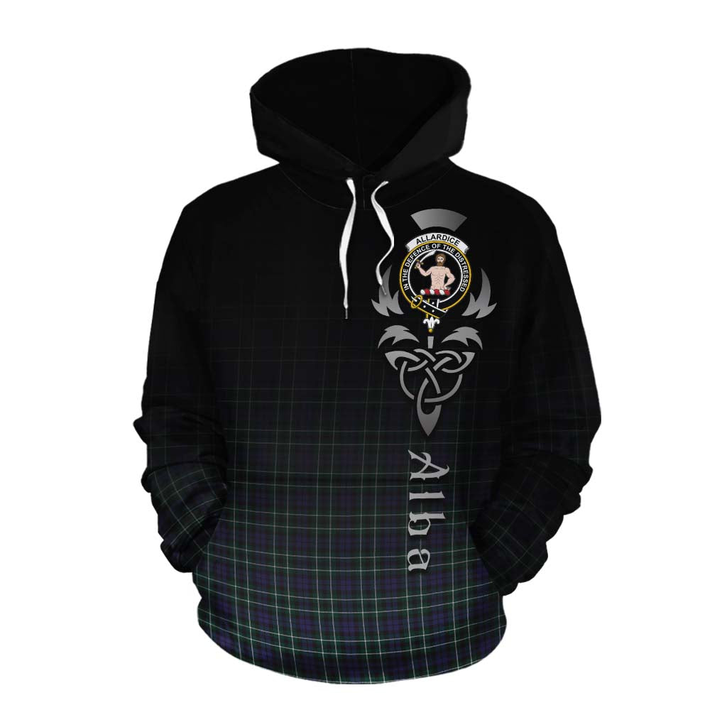 Tartan Vibes Clothing Allardice Tartan Cotton Hoodie Featuring Alba Gu Brath Family Crest Celtic Inspired