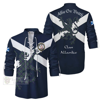 Allardice Tartan Lion Rampant Ghillie Kilt Shirt Proudly Display Your Heritage with Alba Gu Brath and Clan Name Men - Tartan Vibes Clothing