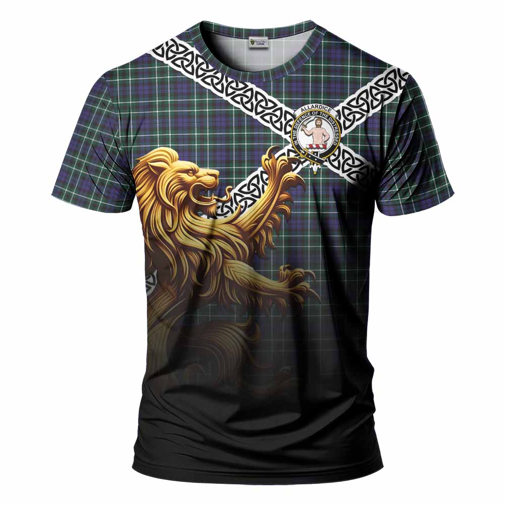 Allardice Crest Tartan T-Shirt with Golden Lion Emblem Celtic Style Kid's Shirt - Tartan Vibes Clothing