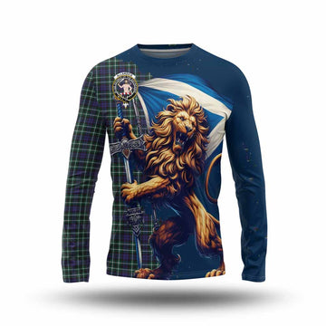 Allardice Tartan Family Crest Long Sleeve T-Shirt with Scottish Majestic Lion Unisex - Tartan Vibes Clothing