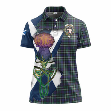 Tartan Vibes Clothing Allardice Tartan Family Crest Women's Polo Shirt Scottish Thistle Celtic Inspired
