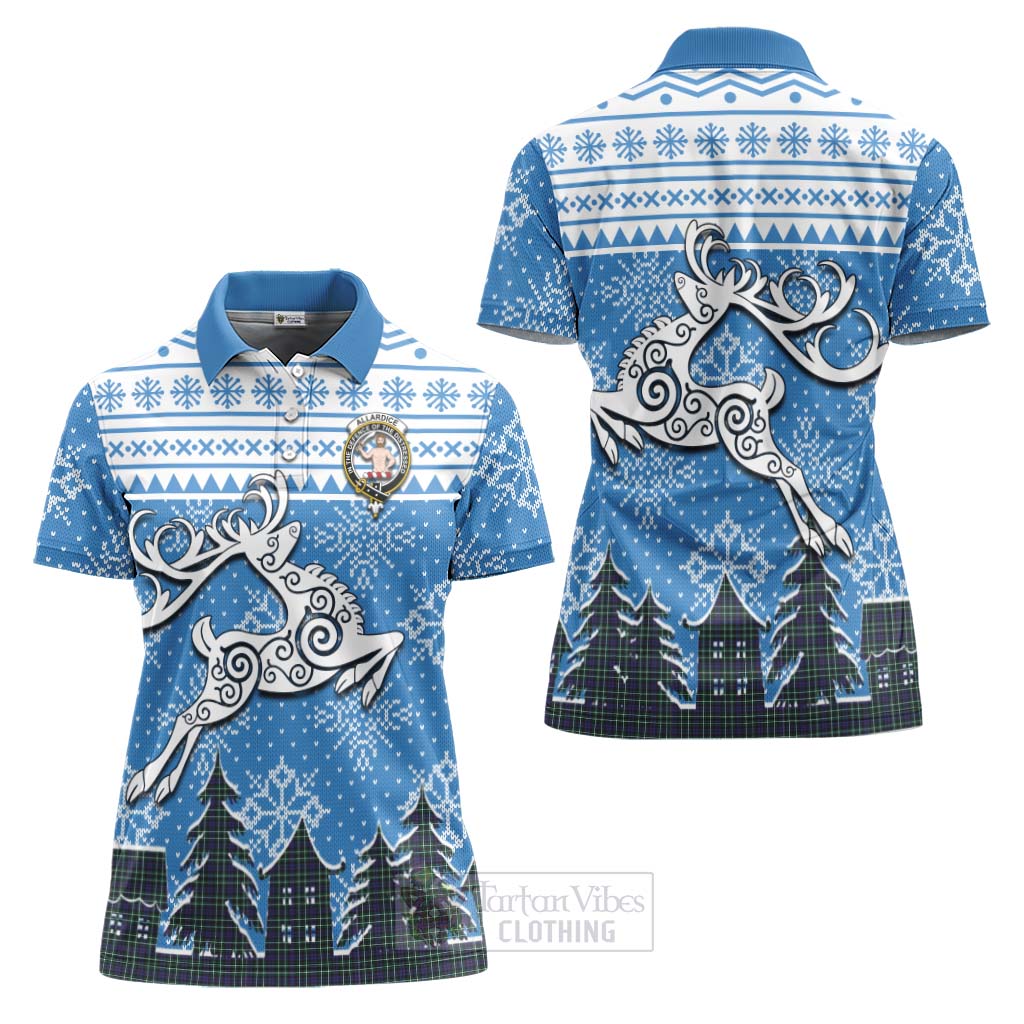 Allardice Clan Christmas Women's Polo Shirt Celtic Reindeer Style Women - Tartan Vibes Clothing
