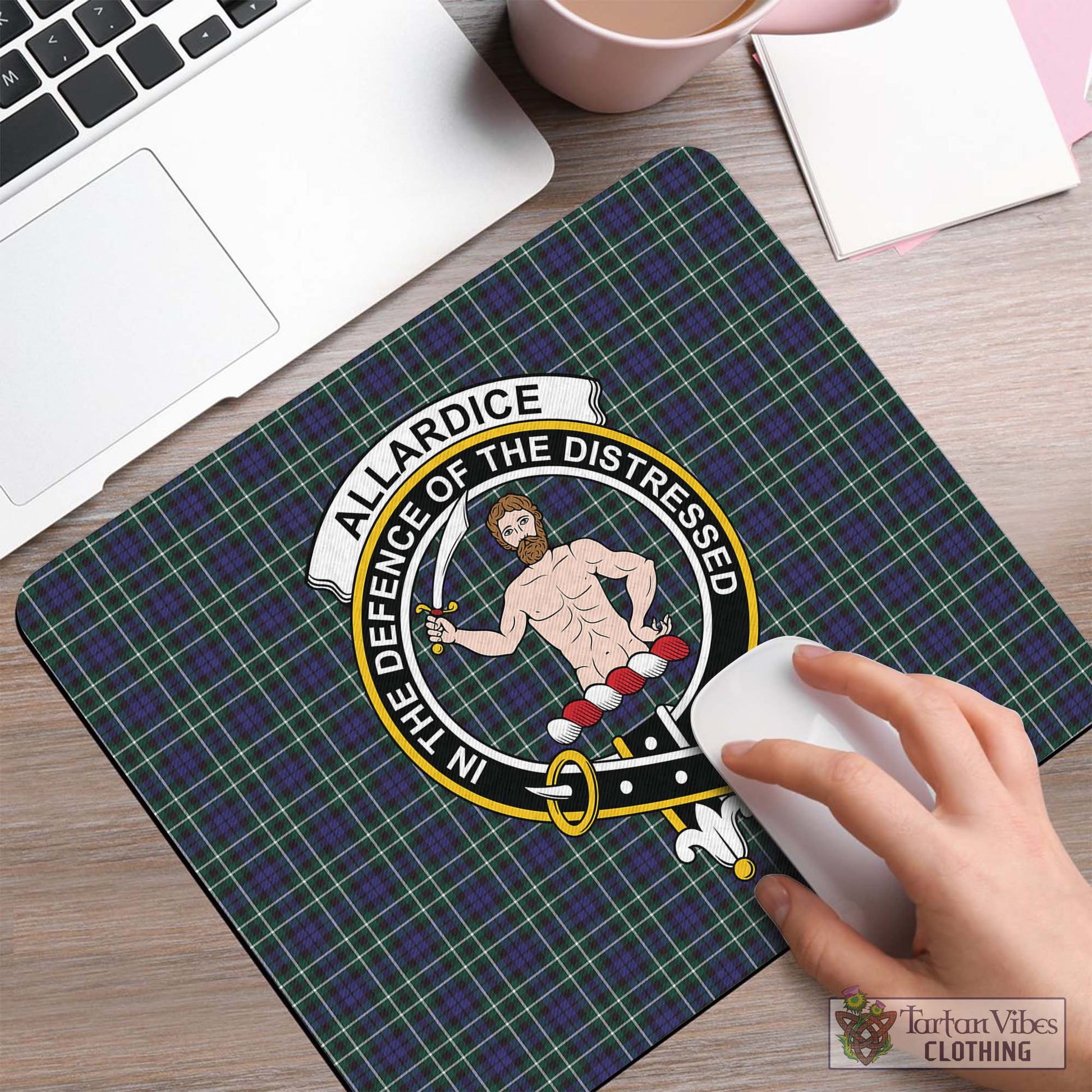 Tartan Vibes Clothing Allardice Tartan Mouse Pad with Family Crest