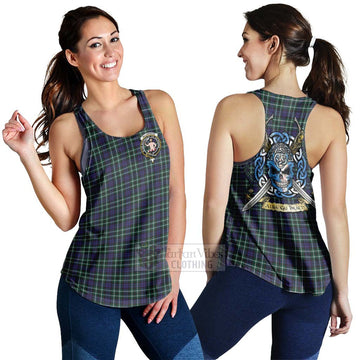 Allardice Tartan Women's Racerback Tanks with Family Crest Celtic Skull Style 4XL - Tartan Vibes Clothing