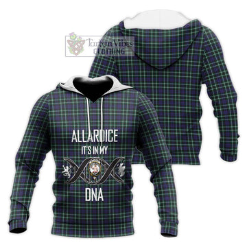 Allardice Tartan Knitted Hoodie with Family Crest DNA In Me Style Unisex Knitted Pullover Hoodie - Tartan Vibes Clothing