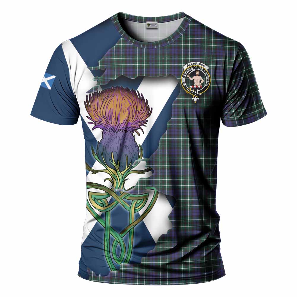 Tartan Vibes Clothing Allardice Tartan Family Crest T-Shirt Scottish Thistle Celtic Inspired