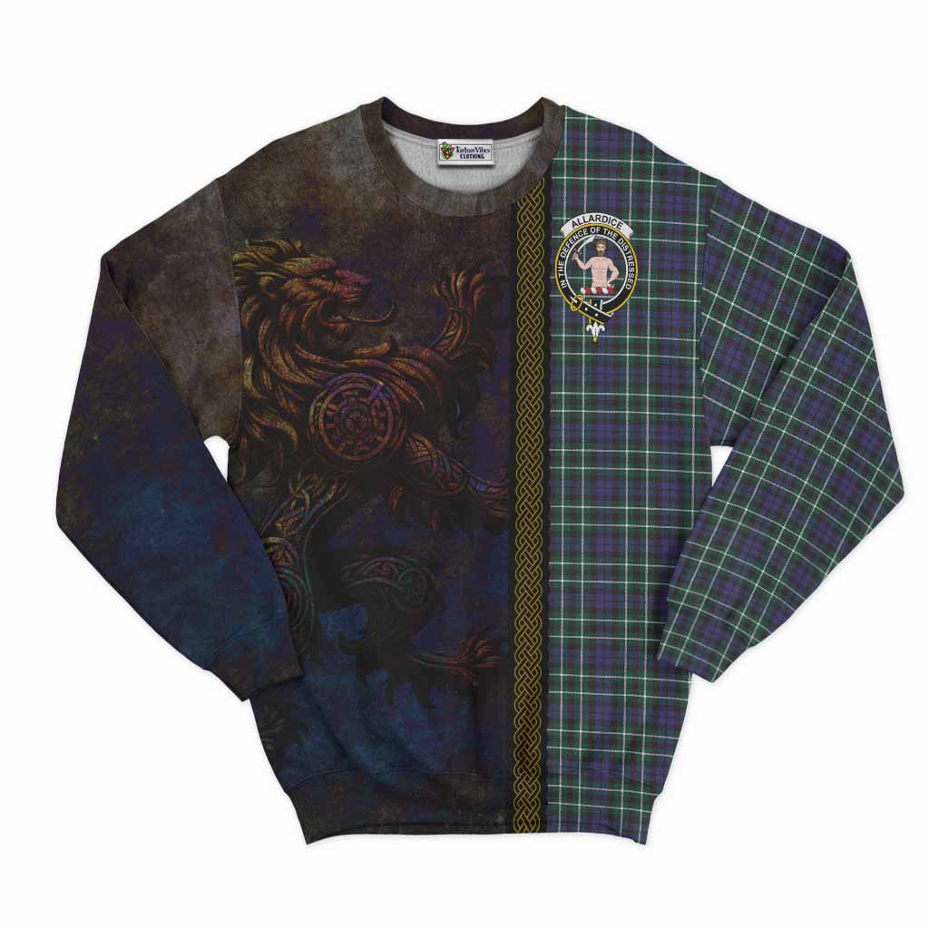 Tartan Vibes Clothing Allardice Tartan Family Crest Sweatshirt Alba Gu Brath Be Brave Lion Ancient Style