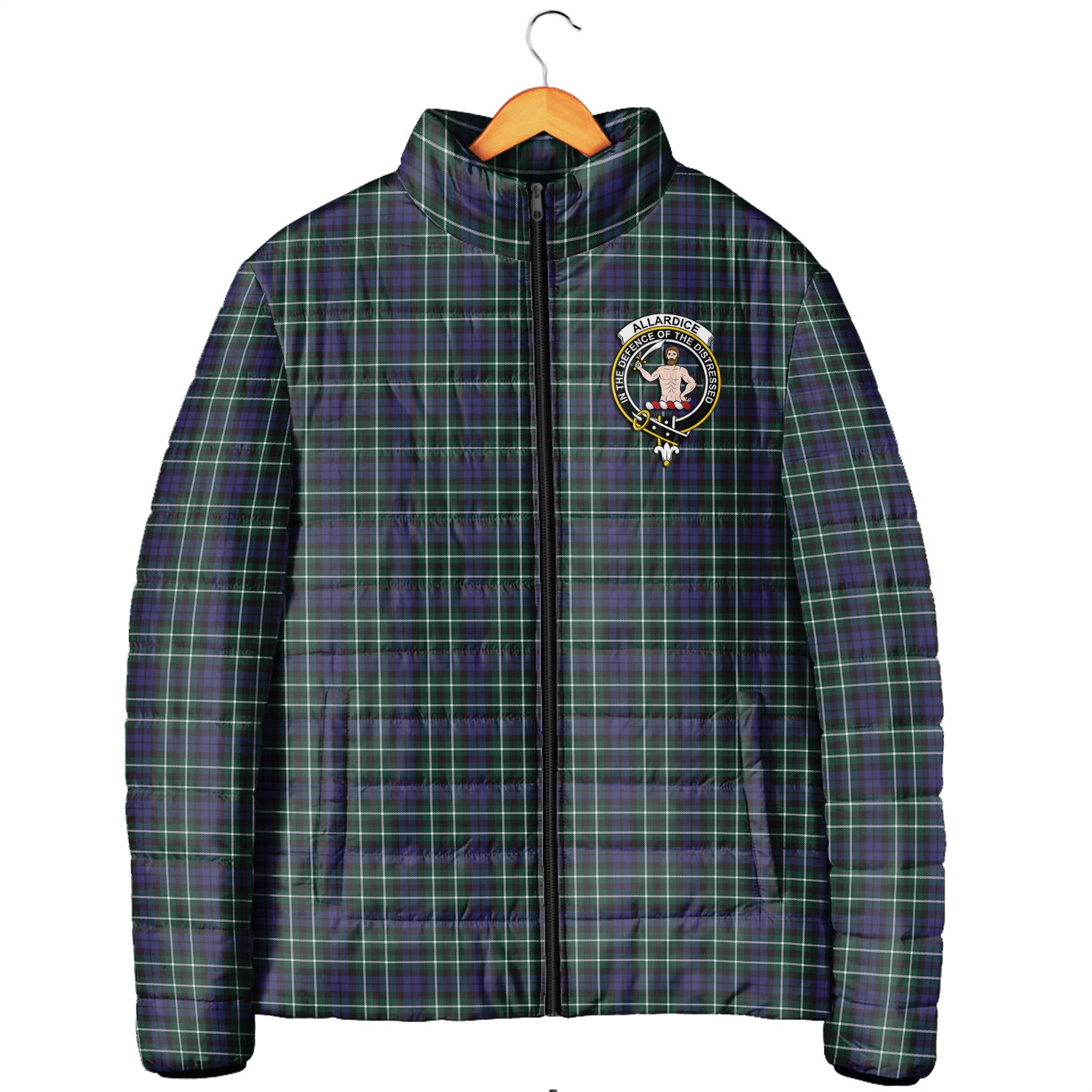 Allardice Tartan Padded Jacket with Family Crest Men's Padded Jacket - Tartan Vibes Clothing
