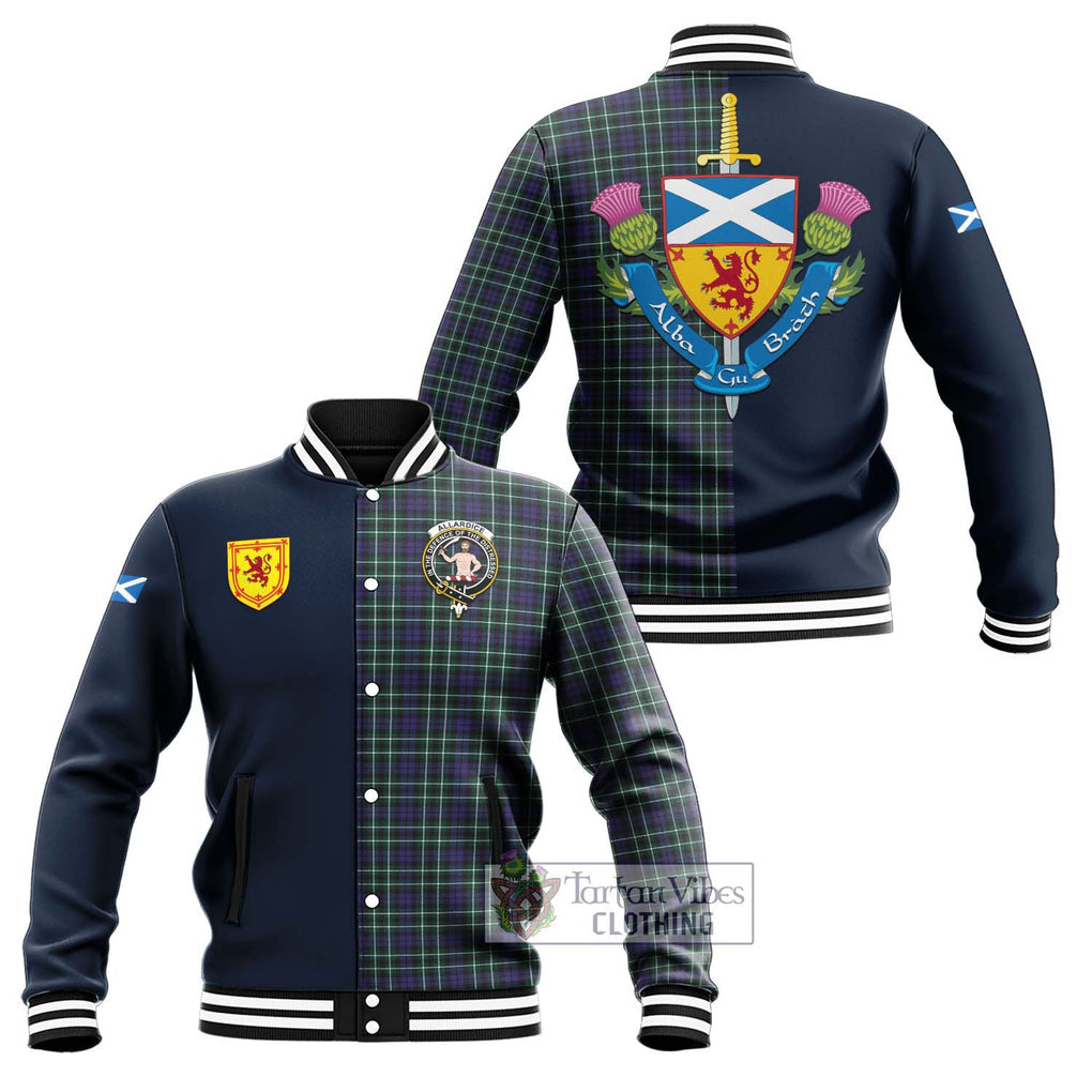 Allardice Tartan Baseball Jacket Alba with Scottish Lion Royal Arm Half Style Unisex - Tartan Vibes Clothing