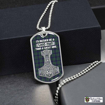 Tartan Vibes Clothing Allardice Tartan Dog Tag Necklace Viking Mjolnir Style