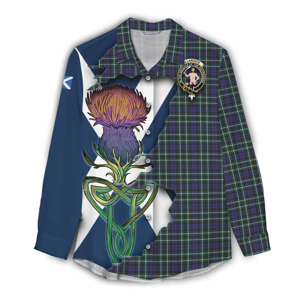 Tartan Vibes Clothing Allardice Tartan Family Crest Women's Casual Shirt Scottish Thistle Celtic Inspired
