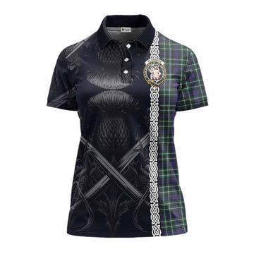 Allardice Tartan Women's Polo Shirt with Family Crest Cross Sword Thistle Celtic Vibes Women - Tartan Vibes Clothing