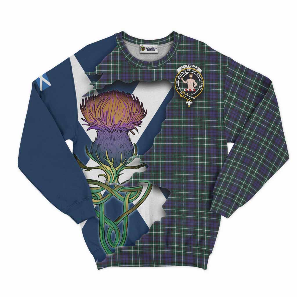 Tartan Vibes Clothing Allardice Tartan Family Crest Sweatshirt Scottish Thistle Celtic Inspired