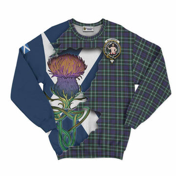 Tartan Vibes Clothing Allardice Tartan Family Crest Sweatshirt Scottish Thistle Celtic Inspired