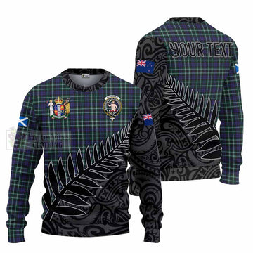 Allardice Crest Tartan Knitted Sweater with New Zealand Silver Fern Half Style Unisex - Tartan Vibes Clothing