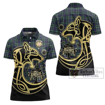 Allardice Tartan Women's Polo Shirt with Family Crest Celtic Wolf Style Women - Tartan Vibes Clothing
