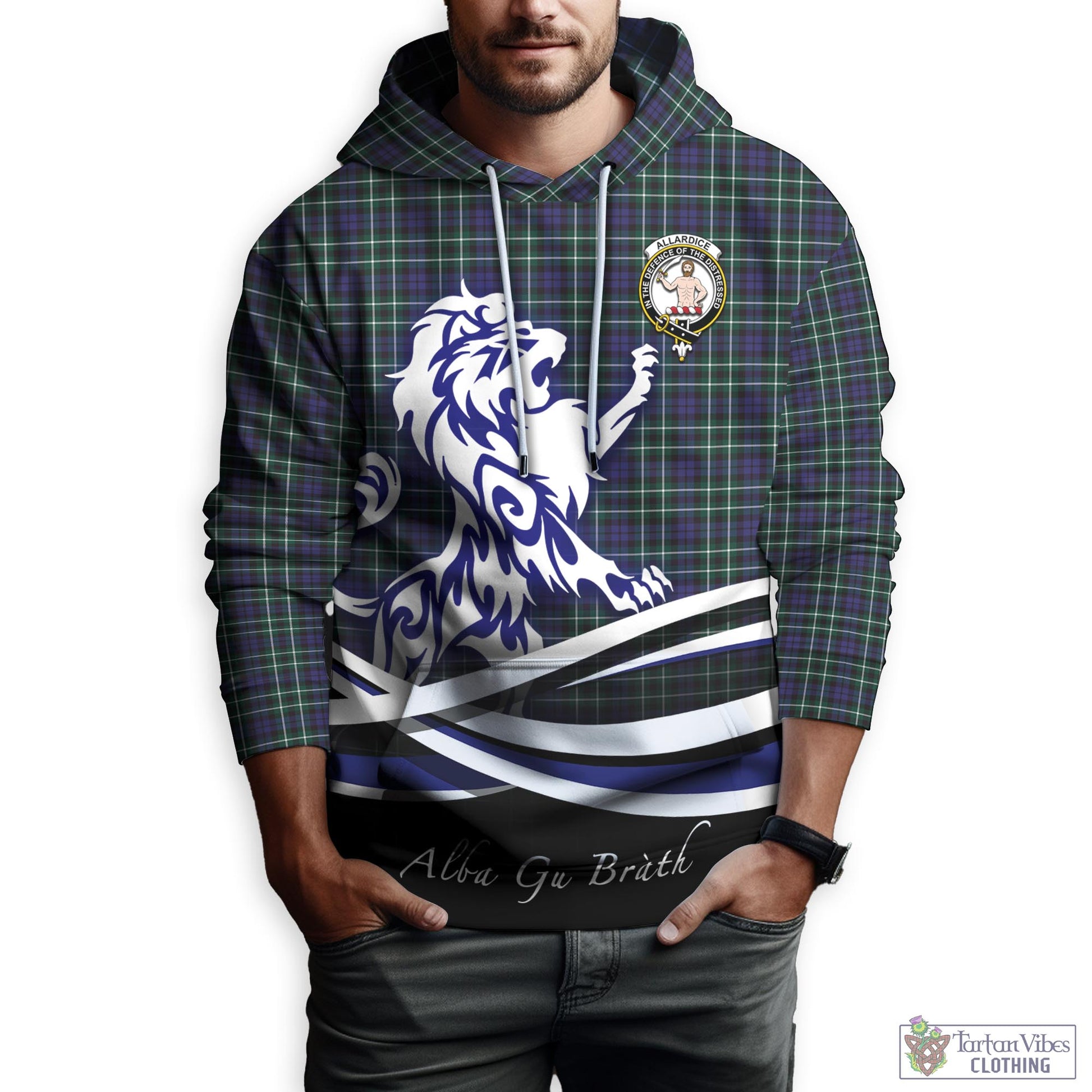 Allardice Tartan Hoodie with Alba Gu Brath Regal Lion Emblem Zip Hoodie - Tartan Vibes Clothing