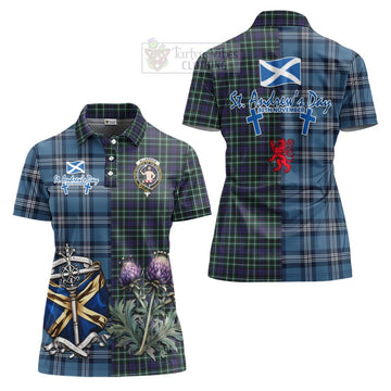 Allardice Tartan Women's Polo Shirt Happy St. Andrew's Day Half Tartan Style Women - Tartan Vibes Clothing
