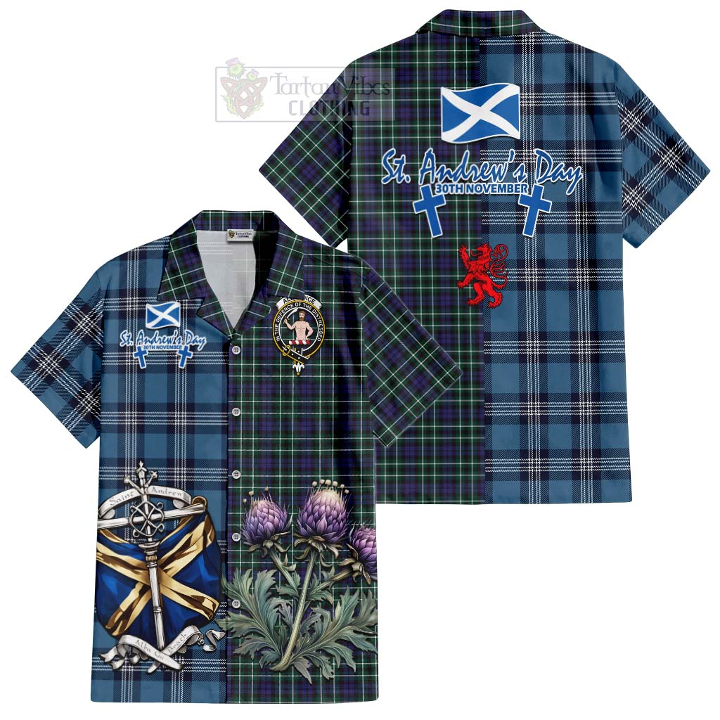 Allardice Tartan Hawaiian Shirt Happy St. Andrew's Day Half Tartan Style Kid - Tartan Vibes Clothing