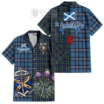 Allardice Tartan Hawaiian Shirt Happy St. Andrew's Day Half Tartan Style Kid - Tartan Vibes Clothing