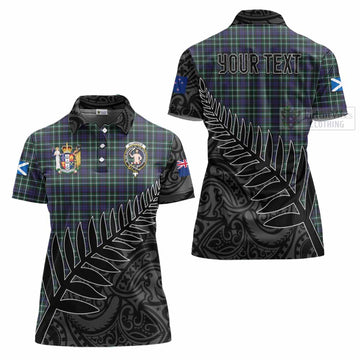 Allardice Crest Tartan Women's Polo Shirt with New Zealand Silver Fern Half Style Women - Tartan Vibes Clothing