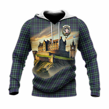 Allardice Tartan Family Crest Knitted Hoodie with Scottish Ancient Castle Style Unisex Knitted Pullover Hoodie - Tartan Vibes Clothing
