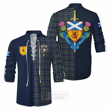 Allardice Tartan Ghillie Kilt Shirt Alba with Scottish Lion Royal Arm Half Style Men - Tartan Vibes Clothing