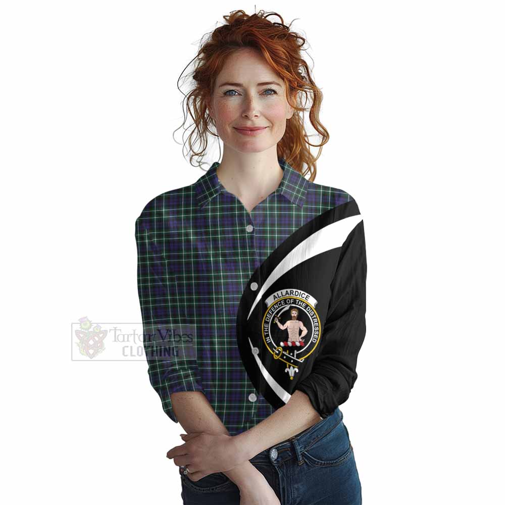 Allardice Tartan Women's Casual Shirt with Family Crest Circle Style Female - Tartan Vibes Clothing