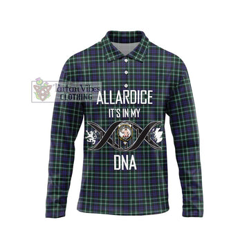 Allardice Tartan Long Sleeve Polo Shirt with Family Crest DNA In Me Style Unisex - Tartan Vibes Clothing