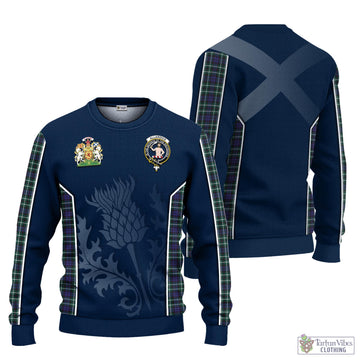 Allardice Tartan Knitted Sweatshirt with Family Crest and Scottish Thistle Vibes Sport Style