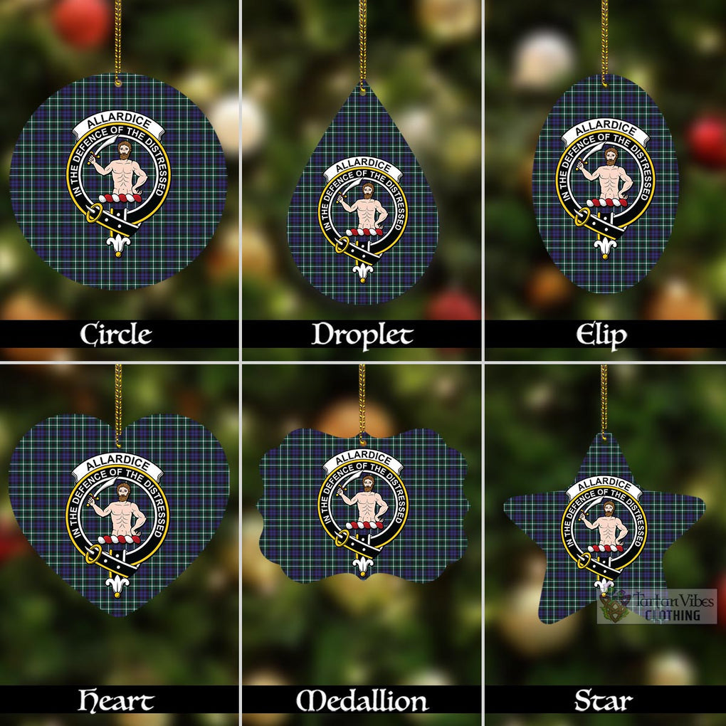Tartan Vibes Clothing Allardice Tartan Christmas Aluminium Ornament with Family Crest