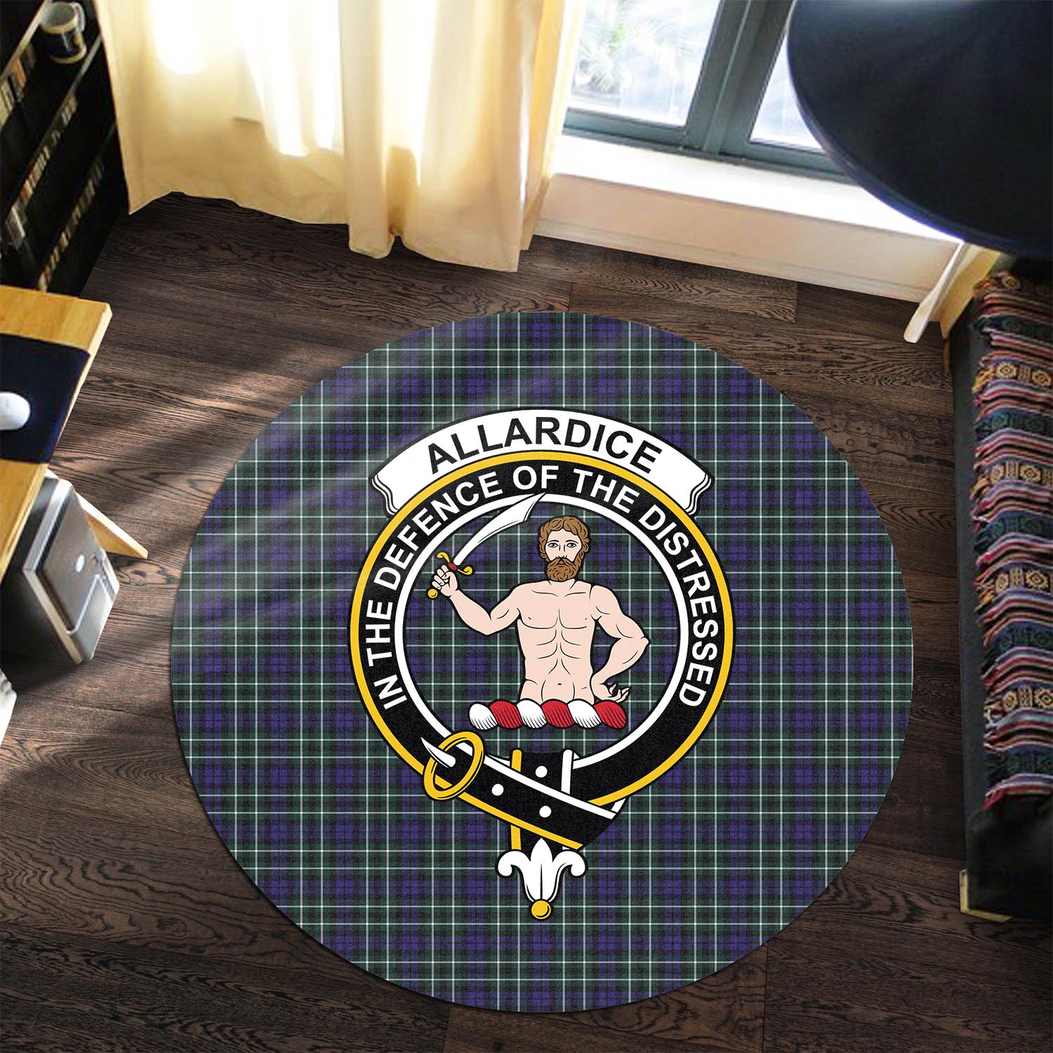 Allardice Tartan Round Rug with Family Crest - Tartanvibesclothing