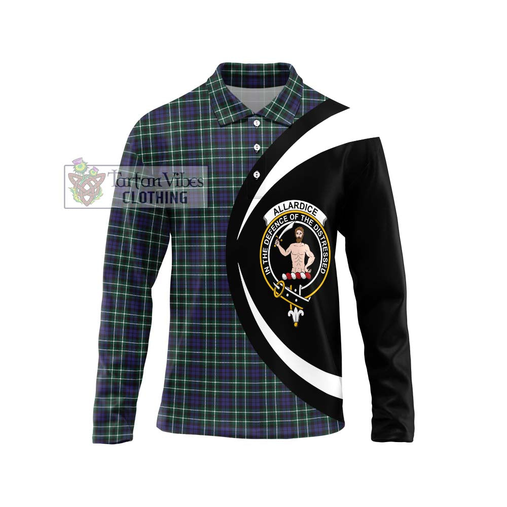 Allardice Tartan Long Sleeve Polo Shirt with Family Crest Circle Style Unisex - Tartan Vibes Clothing