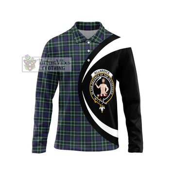 Allardice Tartan Long Sleeve Polo Shirt with Family Crest Circle Style Unisex - Tartan Vibes Clothing