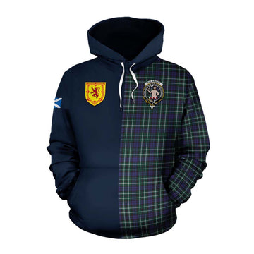 Allardice Tartan Cotton Hoodie Alba with Scottish Lion Royal Arm Half Style Pullover Hoodie XS - Tartan Vibes Clothing