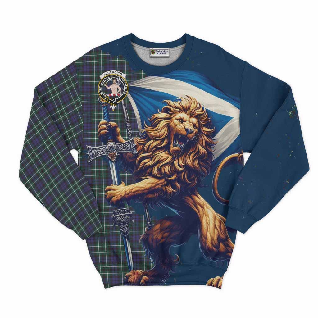 Allardice Tartan Family Crest Sweatshirt with Scottish Majestic Lion Unisex - Tartan Vibes Clothing