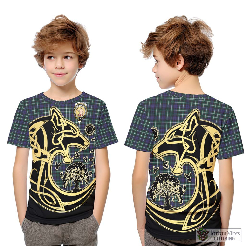 Allardice Tartan Kid T-Shirt with Family Crest Celtic Wolf Style Youth XL Size14 - Tartan Vibes Clothing