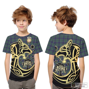 Allardice Tartan Kid T-Shirt with Family Crest Celtic Wolf Style Youth XL Size14 - Tartan Vibes Clothing