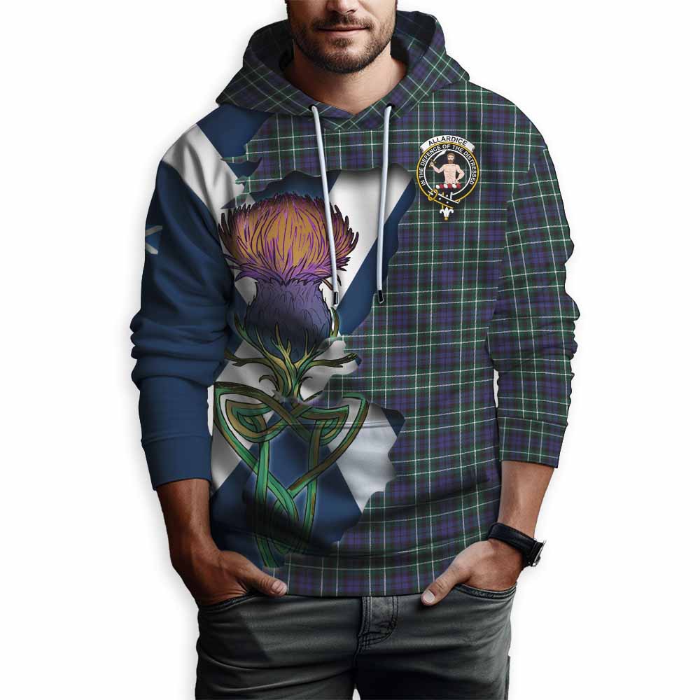Tartan Vibes Clothing Allardice Tartan Family Crest Hoodie Scottish Thistle Celtic Inspired
