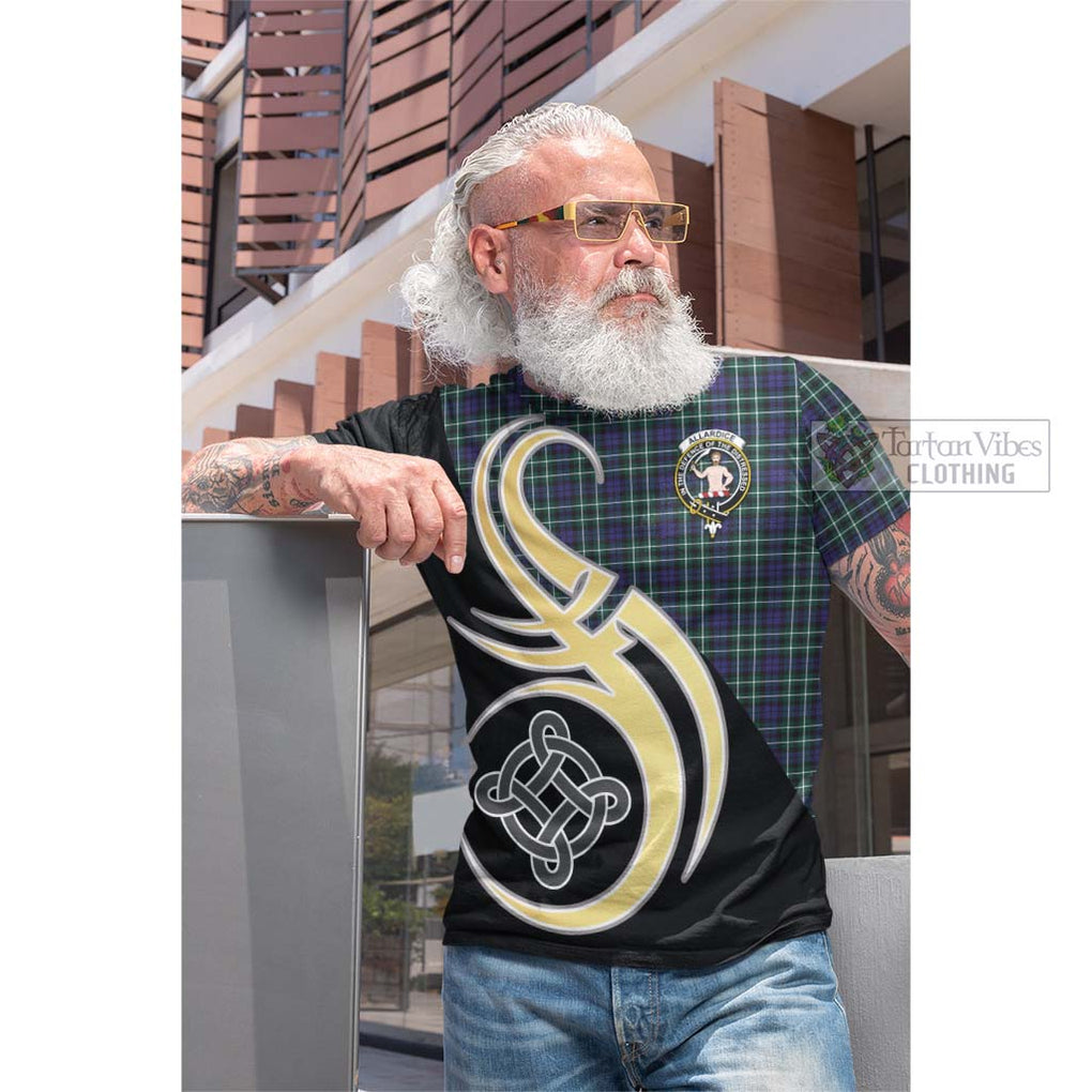Tartan Vibes Clothing Allardice Tartan Cotton T-shirt with Family Crest and Celtic Symbol Style