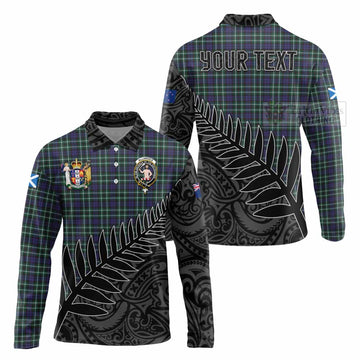 Allardice Crest Tartan Long Sleeve Polo Shirt with New Zealand Silver Fern Half Style Unisex - Tartan Vibes Clothing
