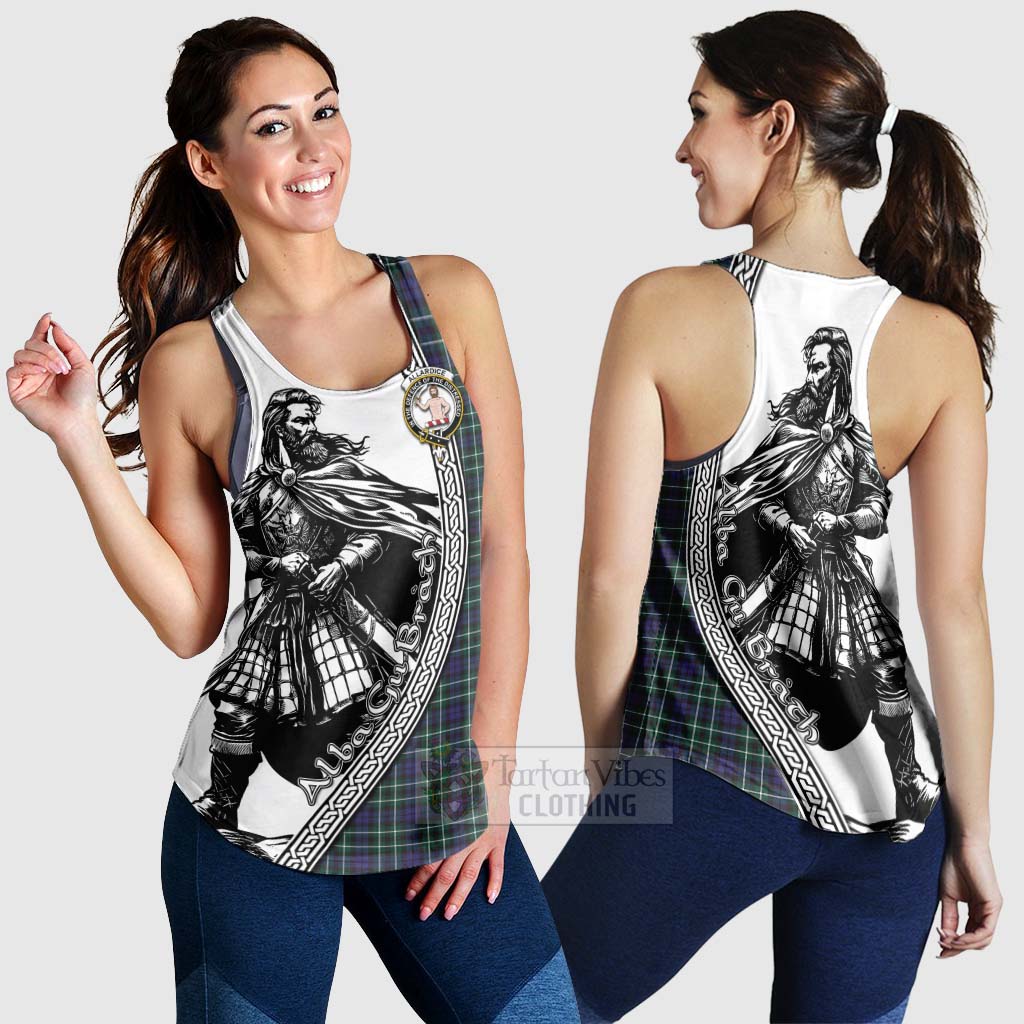 Allardice Tartan Clan Crest Women's Racerback Tanks with Highlander Warrior Celtic Style 4XL - Tartan Vibes Clothing