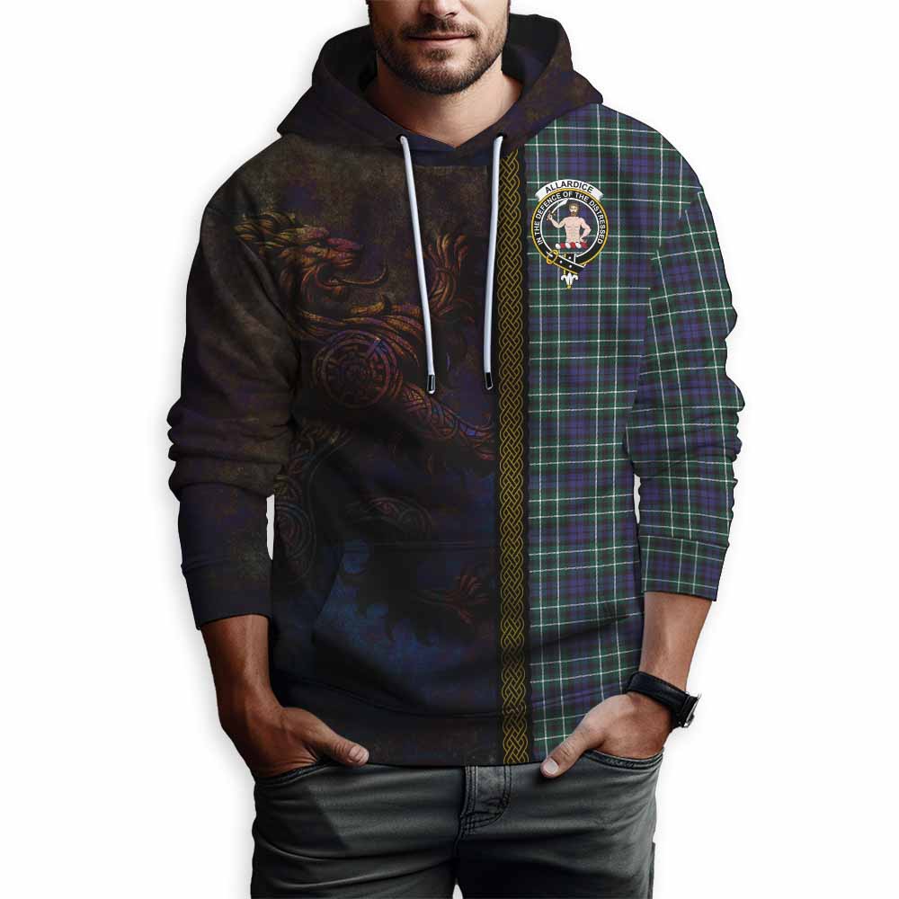 Tartan Vibes Clothing Allardice Tartan Family Crest Hoodie Alba Gu Brath Be Brave Lion Ancient Style