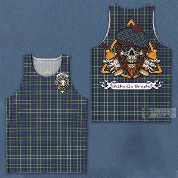 Allardice Tartan Men's Tank Top with Family Crest and Bearded Skull Holding Bottles of Whiskey Men - Tartan Vibes Clothing