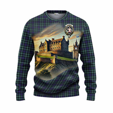 Allardice Tartan Family Crest Knitted Sweater with Scottish Ancient Castle Style Unisex - Tartan Vibes Clothing
