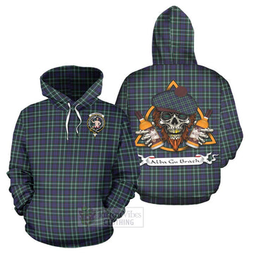 Allardice Tartan Hoodie with Family Crest and Bearded Skull Holding Bottles of Whiskey Zip Hoodie - Tartan Vibes Clothing