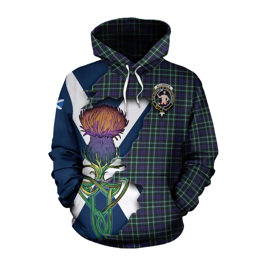 Tartan Vibes Clothing Allardice Tartan Family Crest Cotton Hoodie Scottish Thistle Celtic Inspired